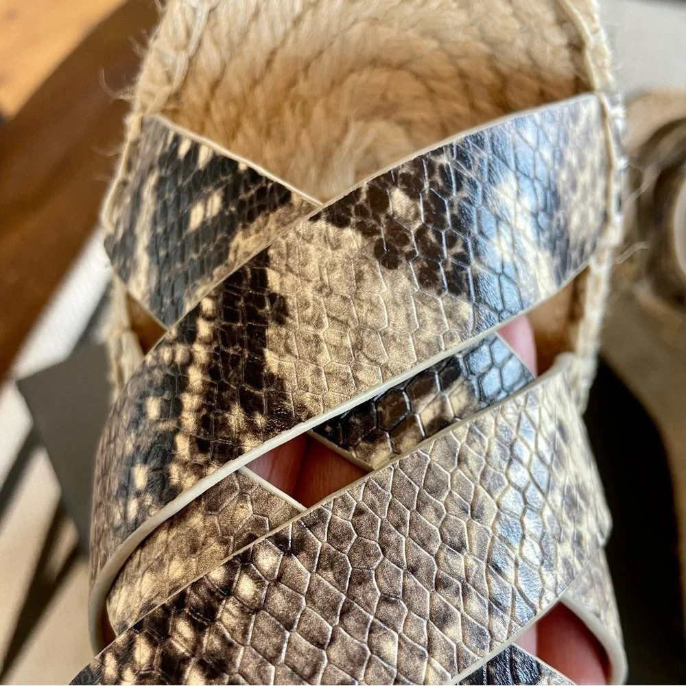 Marc Fisher Wedges Espadrille Snake Print Leather Platform Mlalenni